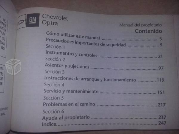Manual del propietario Optra 2008 Original
